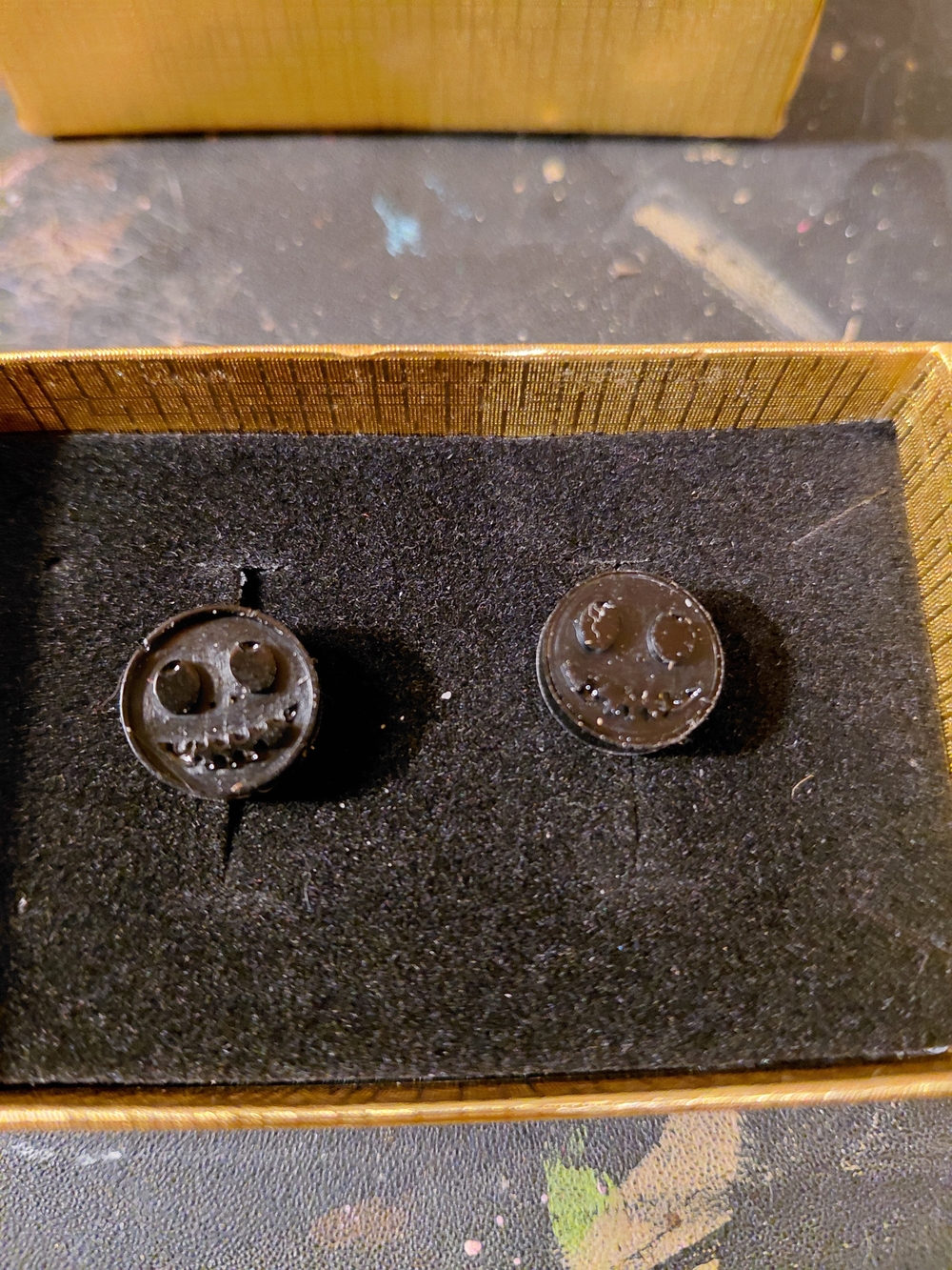 Black Smiley Face Stud Earrings - Women Jewelry Earrings